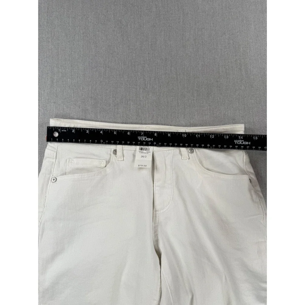 Loft White Skinny Jeans Raw Fringe Hem Denim Size 26/2 New - Picture 5 of 7